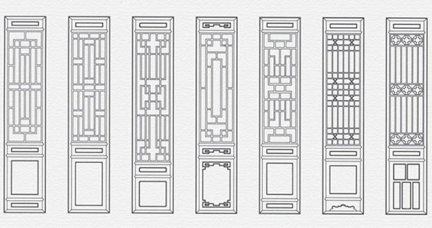 祁县常用中式仿古花窗图案隔断设计图